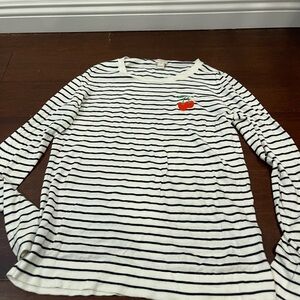 guc j crew factory Mercantile Striped Long-Sleeve cotton sweater with cherry med